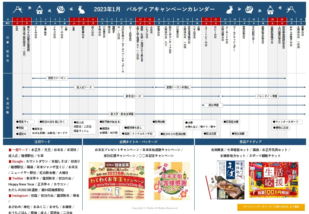 【企画や景品選定のご参考に！】キャンペーンカレンダー2023①