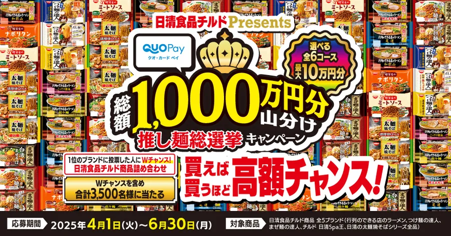 日清食品チルドプレゼンツ総額1000万円山分け推し麺選挙キャンペーン